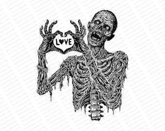 Halloween Zombie SVG PNG JPG | Spooky Love Design | Funny Zombie Art | Halloween Sublimation | Valentine Horror, Heart, Print
