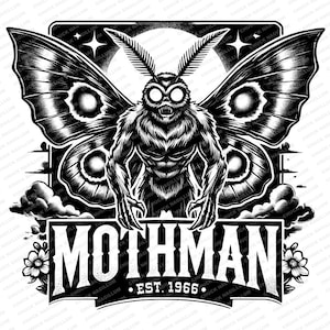 Mothman | SVG PNG JPG | Mothman Est. 1966 | Cryptids | Mothman T-shirt Design| Paranormal | Sublimation | Halloween| Bogeyman | Print