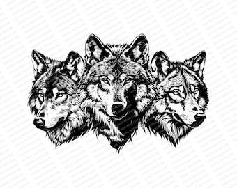 Wolf Pack | SVG JPG PNG | Wolf Pack Download | Wolf Portrait | Wolf Art | Sublimation | Wolves Print | Instant Download | Wolf T-shirt Print