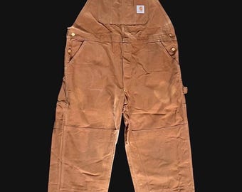 Vintage 80’s early 90’s Carhartt double-knee bib overalls in brown canvas 44x30