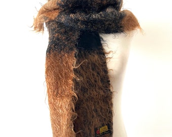 VINTAGE mohair oversized scarf in Gold and Black Paradis Creation Pachon Belgium