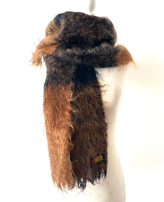 VINTAGE mohair oversized scarf in Gold and Black P