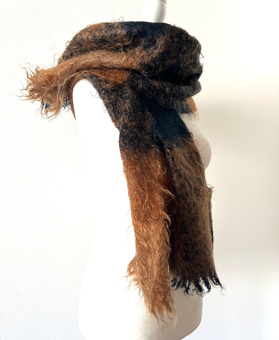 VINTAGE mohair oversized scarf in Gold and Black … - image 2