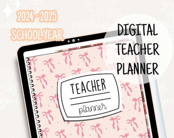 Digital Teacher Planner I 2024-2025 School Year I Digital Download I Goodnotes Compatible I Coquette Theme