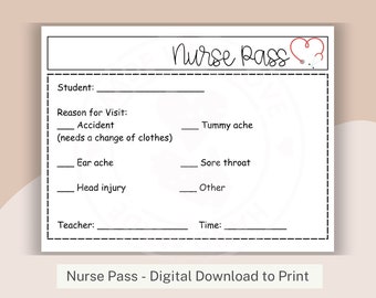 Printable Nurse Pass I Teacher Resources