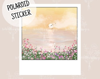 Sunset Polaroid Sticker I Water bottle Sticker I Laptop Sticker I Cricut, Silhouette, & Avery Print Cut PNG