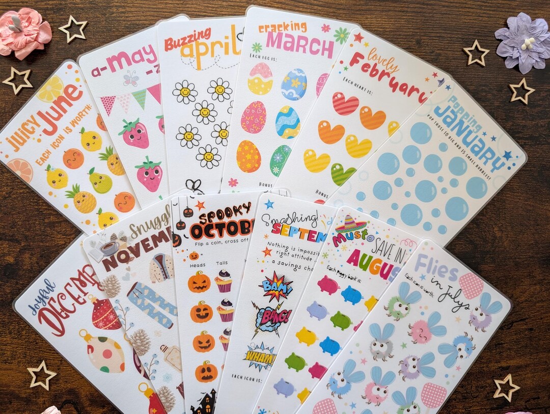 Monthly Savings Challenge | A6 | Laminated Card - Etsy