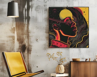 Strength: Afro futurism space age trippy futuristic artwork digital print
