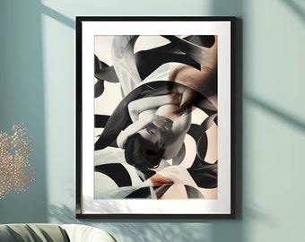 Wrapped in silk lips: Surrealist art Salvador Dali inspired digital print