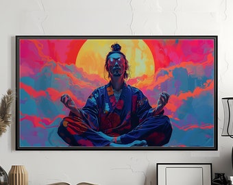 State of flow: Wall art modern contemporary wall decor bohemian poster japanese digital print modern bright wall art maximalist colourful