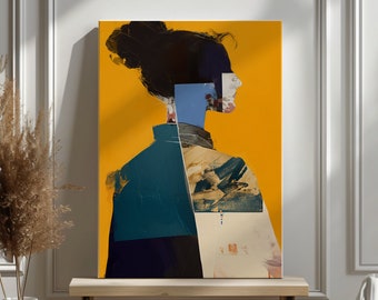 Myself Together: Rauschenberg inspired collage artwork digital print lounge wall art