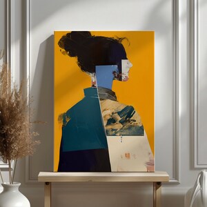 Myself Together: Rauschenberg inspired collage artwork digital print lounge wall art