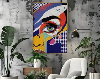 Pop eye: Wall art comic style Warhol Haring inspired digital print pop art