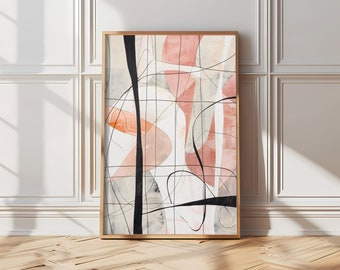 New York: Wall art abstract modern print contemporary art pink white