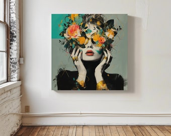Mind alight: surreal art digital print lounge wall art maximalism decor