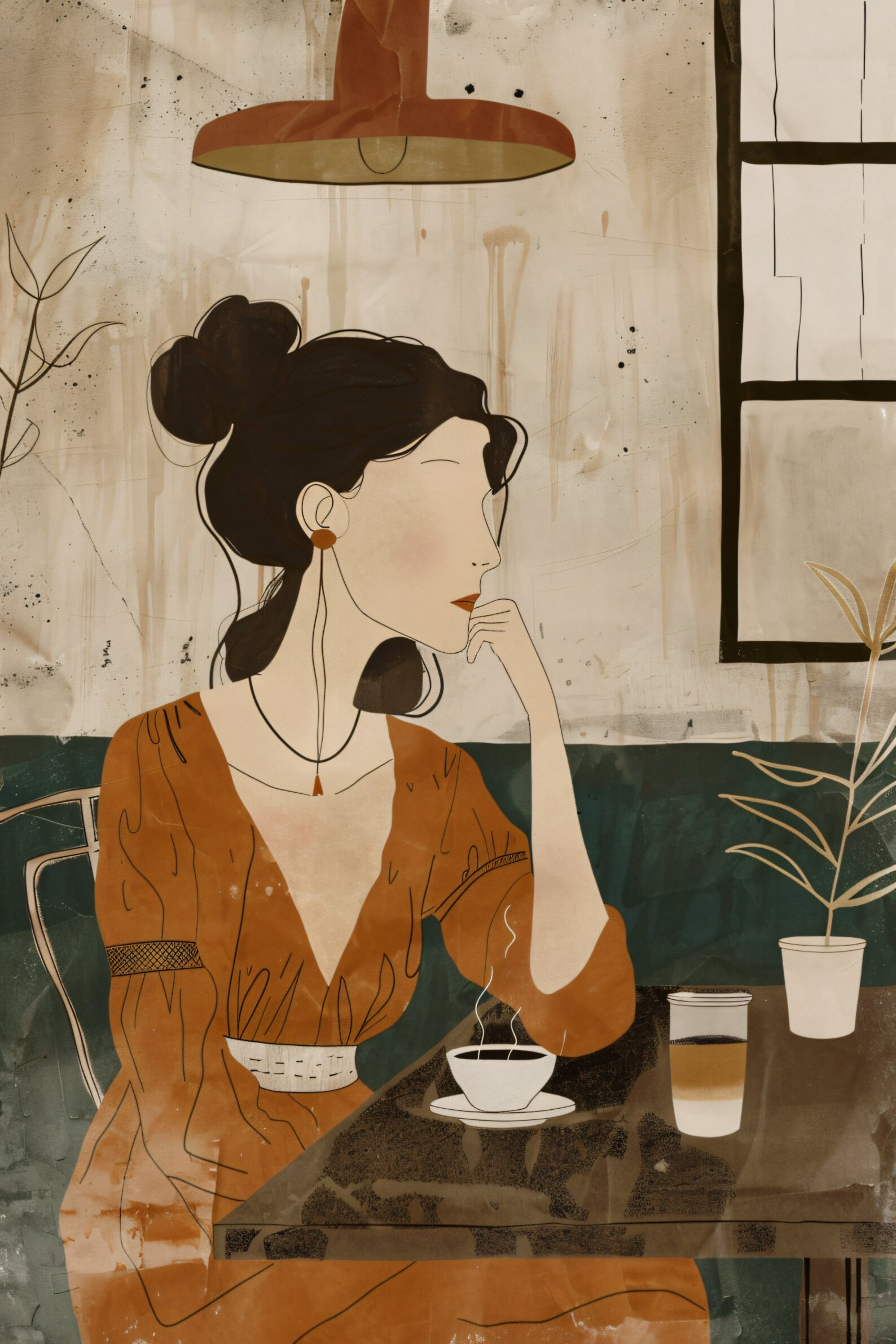 On a Coffee Date: Line Drawing Artwork French Cafe Inspired Printable ...