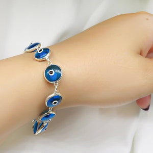 Sterling Silver Evil Eye Bracelet: Dainty Beaded Charm