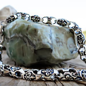 925K Sterling Silber Kettenarmband Männer, byzantinische Kette, Kettenarmband Männer, Geschenke für Freund, Armband für Männer, Silber Handgelenk Kette