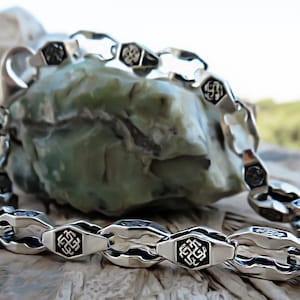 Sterling Silver Byzantine Chain Bracelet - Chunky King Chain for Men