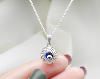 925K Sterling Silver Turkish Evil Eye Charm Necklace