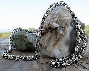 Byzantijnse ketting van geoxideerd sterlingzilver - Chunky Link