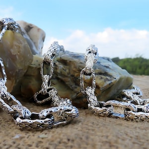 Silver Link Chain Necklace, 925K Sterling Silver Chunky Chain, Handmade Chain Necklace For Men, Gift For Men, Solid Silver Chain Necklace