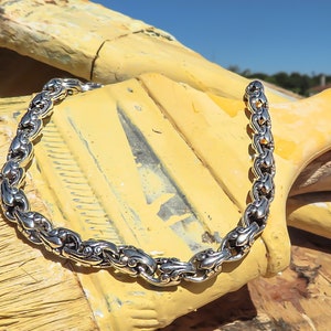 925K Sterling Silver Chain Bracelet, Byzantine Silver Chain, Oxidized Silver Chain Bracelet, Chunky Silver Bracelet, Gift For Men