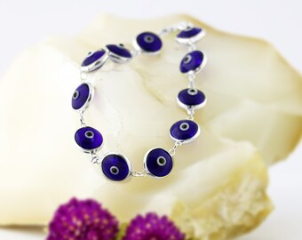 Sterling Silver Turkish Evil Eye Bracelet: Lucky Protection