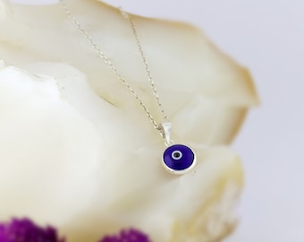 Sterling Silver Evil Eye Necklace: Turkish Amulet Pendant