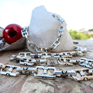 Silver Link Chain Necklace, Sterling Silver Chunky Chain, Handmade Chain Necklace For Men, Gift For Men, Solid Silver Chain Necklace Men