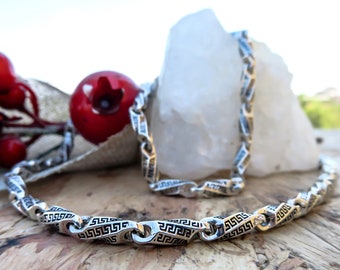Byzantijnse ketting van geoxideerd sterlingzilver voor heren