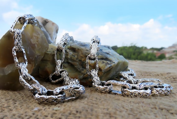 Handmade Sterling Silver Chunky Link Chain Necklace for Men