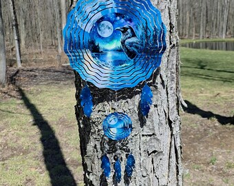 Atrapasueños American Crow, molinillo de viento, adorno de jardín con revestimiento UV.