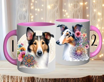 Taza de cerámica con foto de Collie de pelo corto (15 oz, 6 opciones), ideal para amantes de los perros.