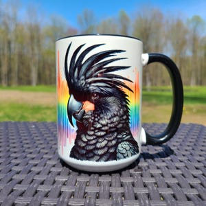 Palm Cockatoo Mug, Multiple Options,  15 oz Ceramic Mug Featuring a Stunning Palm Cockatoo, Perfect for Coffee Lovers & Bird Enthusiast Gift