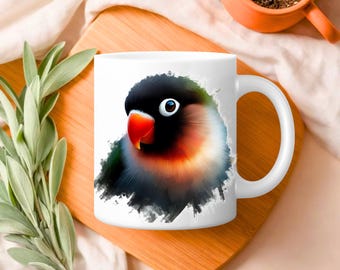 Taza de cerámica con diseño de agapornis de mejillas negras, regalo ideal para los amantes de las aves, 15 oz
