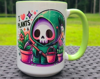 Taza divertida de la Parca para amantes de las plantas, regalo original para jardineros.