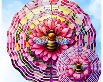 Molinillo de viento de aluminio con forma de flor de abeja, decoración de jardín (8/10 pulgadas)