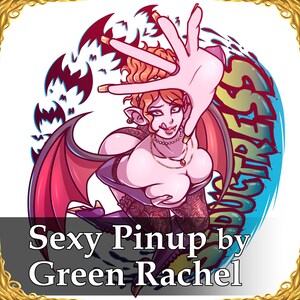 Sexy Pinup by Green Rachel | Original Character Digital Art Commission, Custom OC, Monster Girl, DnD, Stylized, Fantasy, Pin-up, Fanart