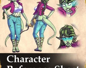 Custom Character Reference Sheet: Original Character Design Ref Page (Digital Art Commission)