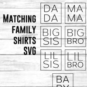 Family Shirt Set SVG & PNG - Enthält Mama, Dada, Schwester, Bruder, Baby