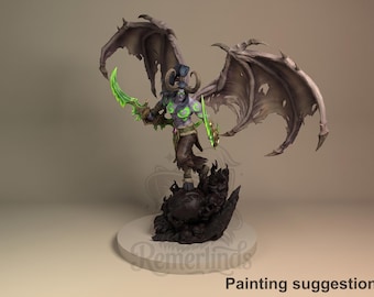 Illidan Stormrage - World of War Realms | Resinfigurer i skala 1/10 | Omålad 3D-utskriven figur | Nomnom-figurer