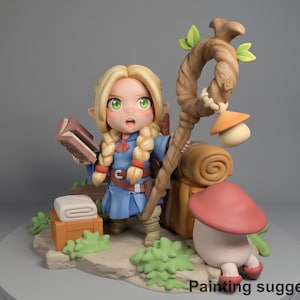 Mystic Scribe – Culinary Dungeon Quest | Chibi harspakket | Ongeverfd, 3D-geprint | Nomnom Figures