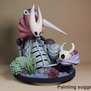 Knight & Hornet - Hollow Knight | chibi resin figuur | ongeverfd 3D print modelbouwpakket | Nomnom Figures