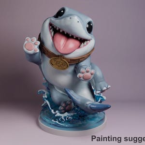 Chibi Shark Pal – Tiny Hero Companion – Super Rivals | Chibi-Resinbausatz | Unbemalt, 3D-gedruckt | Bulkamancer