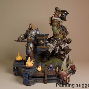 Thrall and Arthas - World of War Realms | Figuras de resina 1/8 | Figura 3D sem pintar para montar | Wicked