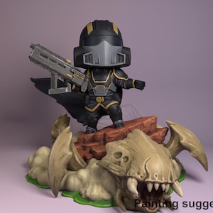 Bugstorm Diver - Galactic Bug War | Chibi resin figuur | Ongeverfd 3D print DIY om te schilderen | Nomnom Figures
