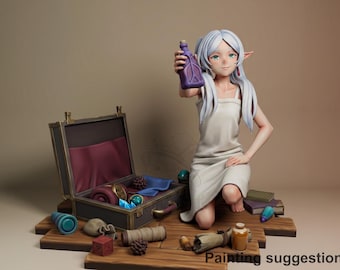Frielan - Mage's Long Farewell | figura de resina 1/8 | figura sem pintar 3D DIY | Bulkamancer