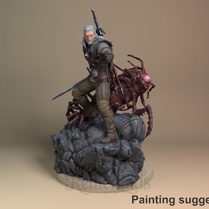 Geralt de Rivia – Cazador de monstruos Geraldo – Kit de modelo de resina de Nomnom Figures – Resolución 16K