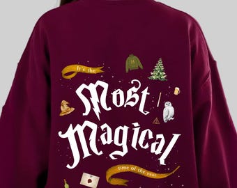 Hogwarts Inspired Christmas Embroidered Sweatshirt, Wizarding World Inspired